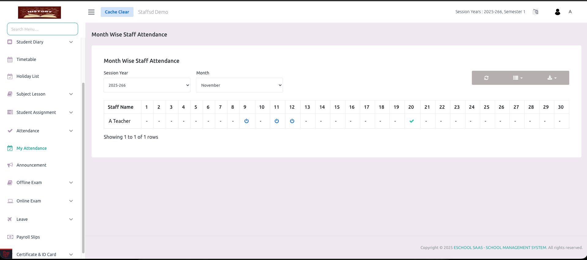 Monthly Attendance View